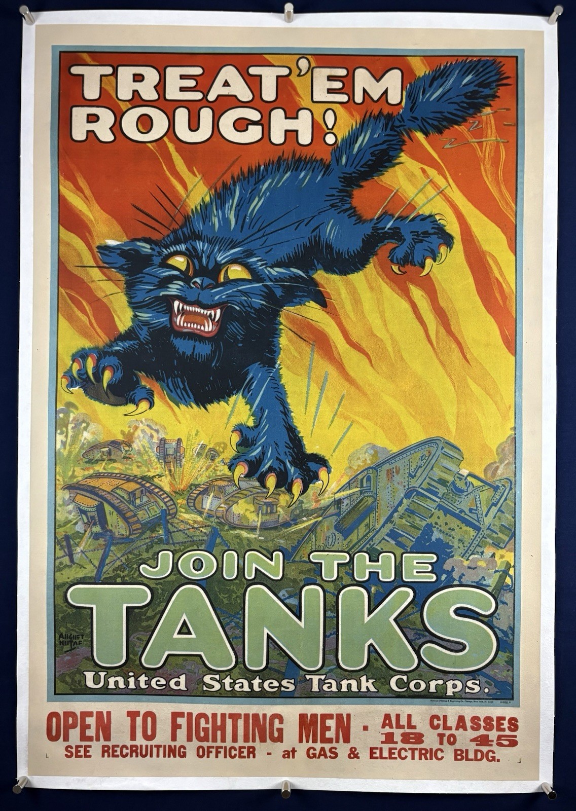 JOIN THE TANKS On Linen US Army World War 1 Poster 1917 WW1 Military Recruitment JOIN THE TANKS On Linen US Army World War 1 Poster 1917 WW1 Military Recruitment