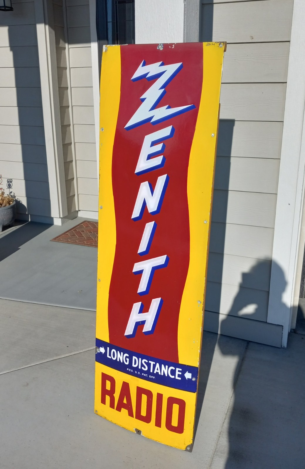 Zenith Dealer PORCELAIN Sign 1930s ORIG VINTAGE 60x 18 Zenith Dealer PORCELAIN Sign 1930s ORIG VINTAGE 60x 18