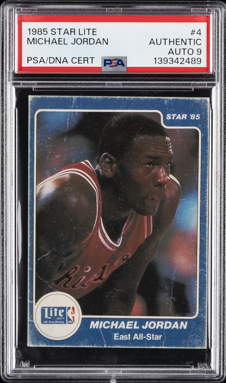 1985 STAR LITE #4 MICHAEL JORDAN PSA AUTHENTIC AUTO 9 1985 STAR LITE #4 MICHAEL JORDAN PSA AUTHENTIC AUTO 9