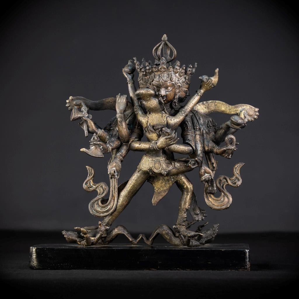 Sri Cakrasamvara and Vajravarahi Tantra Bronze Sculpture | Tibet 1700s | 14.4