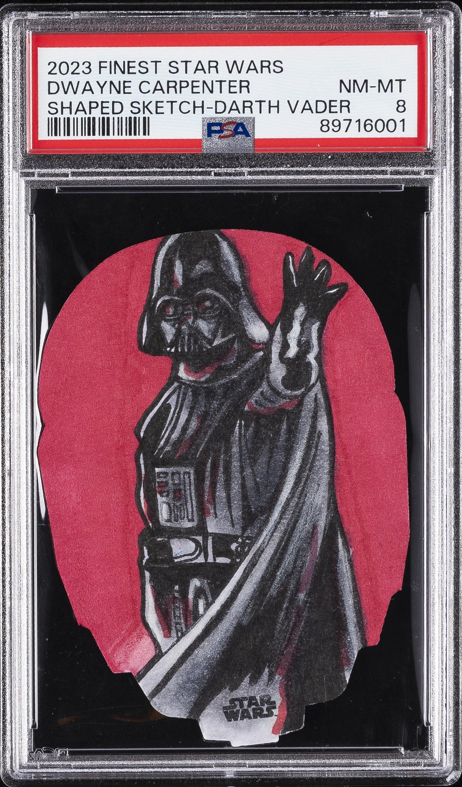 2023 TOPPS FINEST STAR WARS SHAPED SKETCH CARDS DWAYNE CARPENTER PSA 8