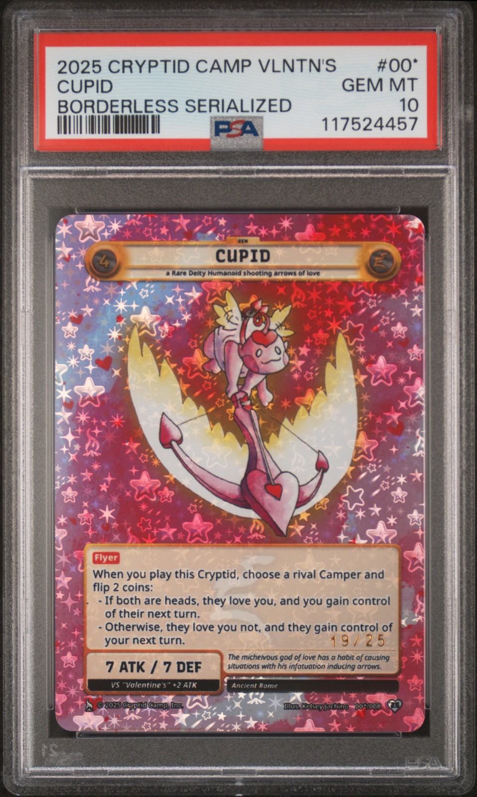2025 CRYPTID CAMP VALENTINE'S PACK 1 BORDERLESS SERIALIZED CUPID 19/25 PSA 10 2025 CRYPTID CAMP VALENTINE'S PACK 1 BORDERLESS SERIALIZED CUPID 19/25 PSA 10