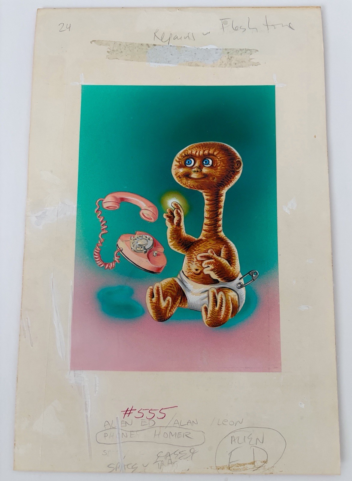🔥 1/1 JOHN POUND E.T. Original Series GPK OS 14 Card Art Painting 1988 #555a b 🔥 1/1 JOHN POUND E.T. Original Series GPK OS 14 Card Art Painting 1988 #555a b