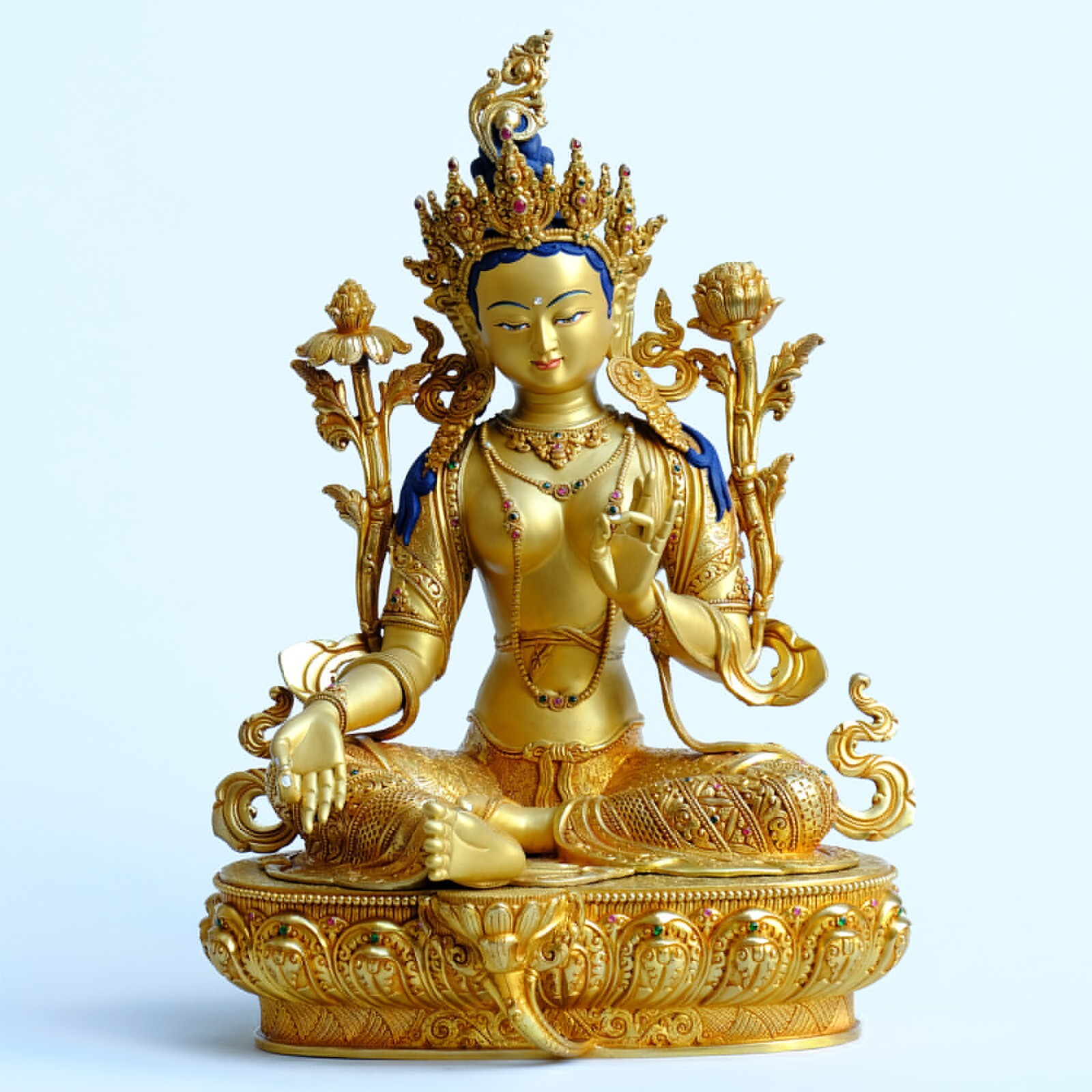 Buddha Statue Green Tara Figur Gold Buddha Statue Green Tara Figur Gold
