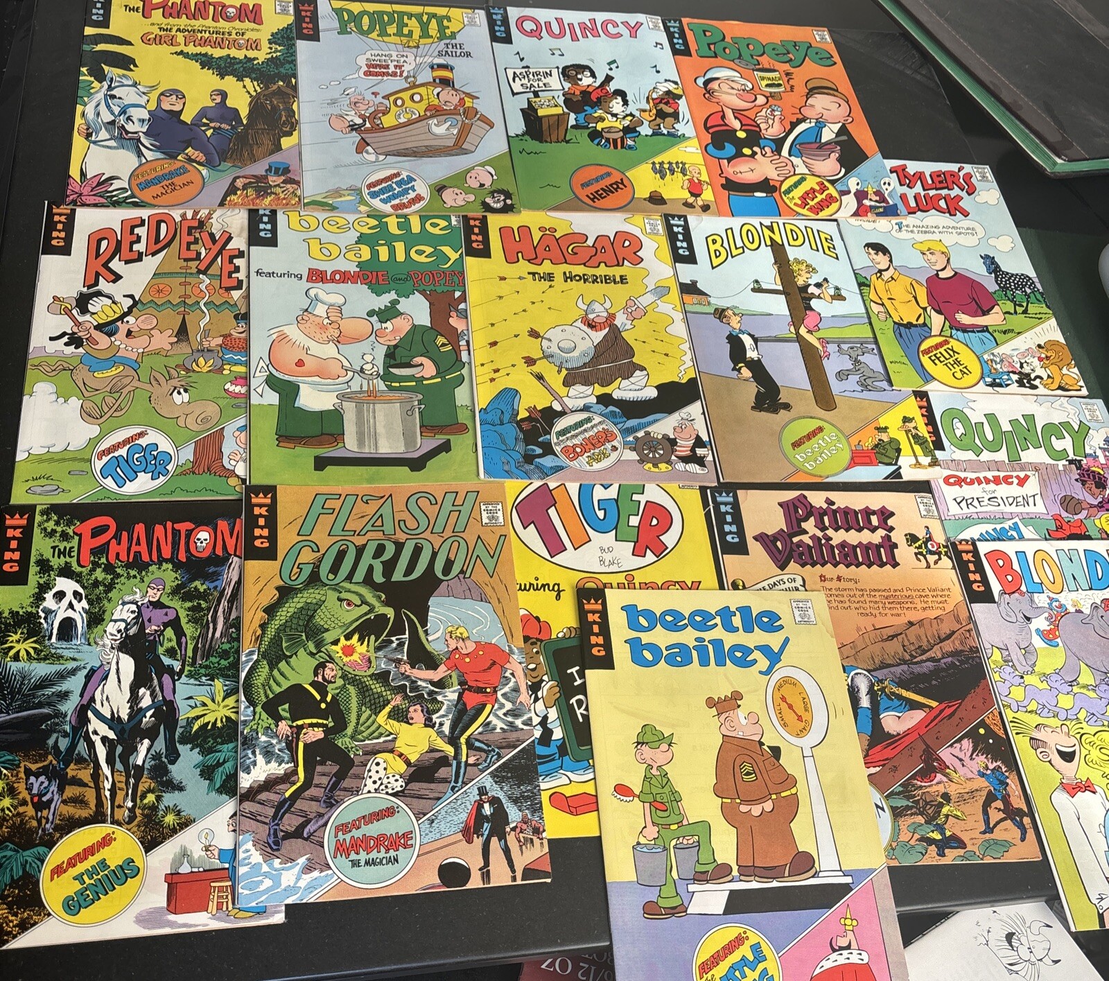 King Comics Lot 1977 Popeye, Quincy, Flash Gordon, Hagar The Horrible, Red Eye