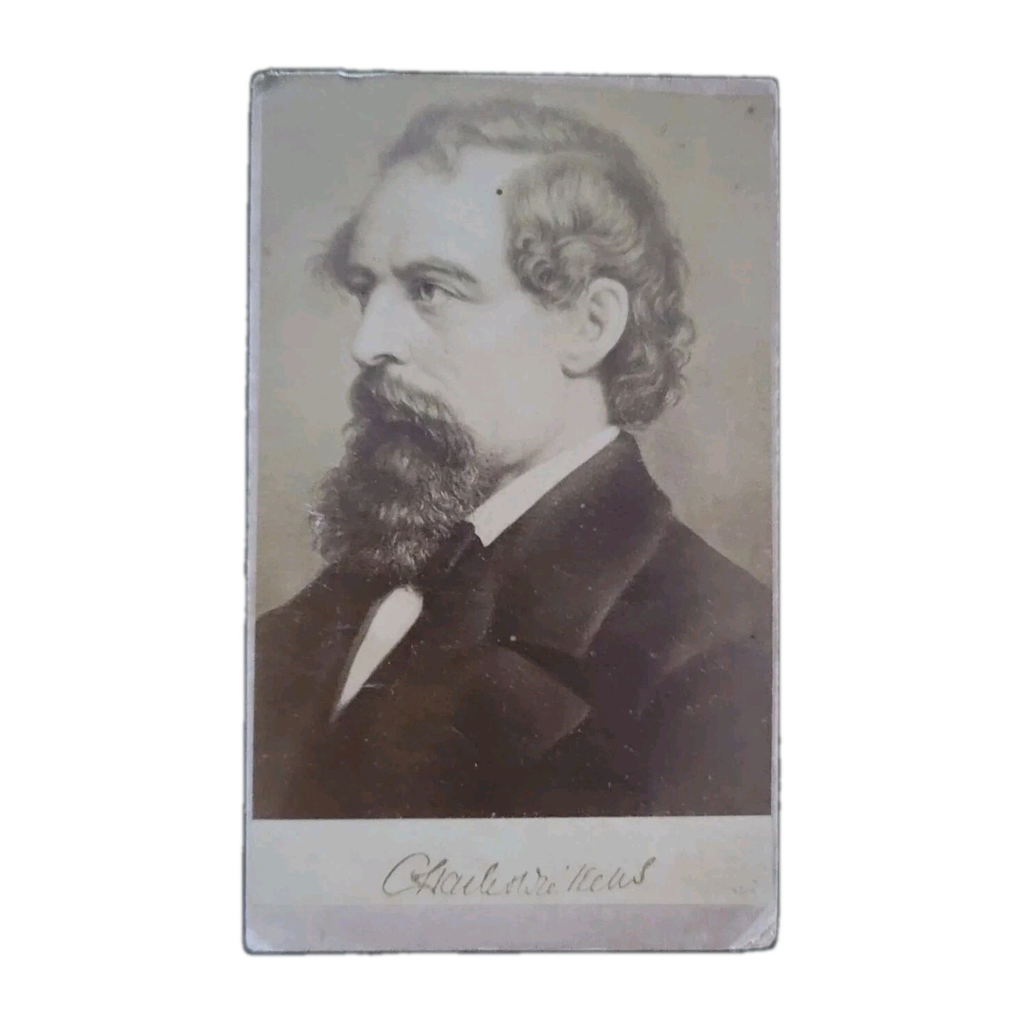 Rare Charles Dickens Signed Photograph Cabinet Card Autograph Photo CDV Novelist Rare Charles Dickens Signed Photograph Cabinet Card Autograph Photo CDV Novelist