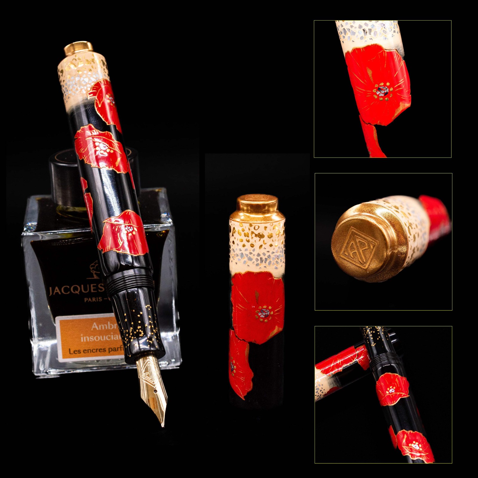 AP Limited Editions Writer Maki-e Fountain Pen - Playful Poppies