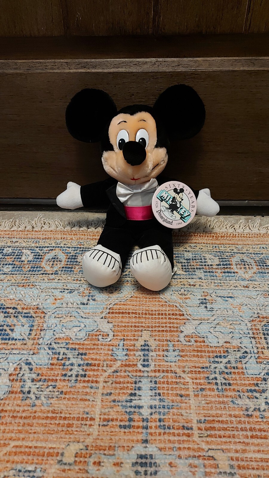 Mickey Mouse Plush Tuxedo 1988 60 year anniversary..1000th Customer At Gate Mickey Mouse Plush Tuxedo 1988 60 year anniversary..1000th Customer At Gate