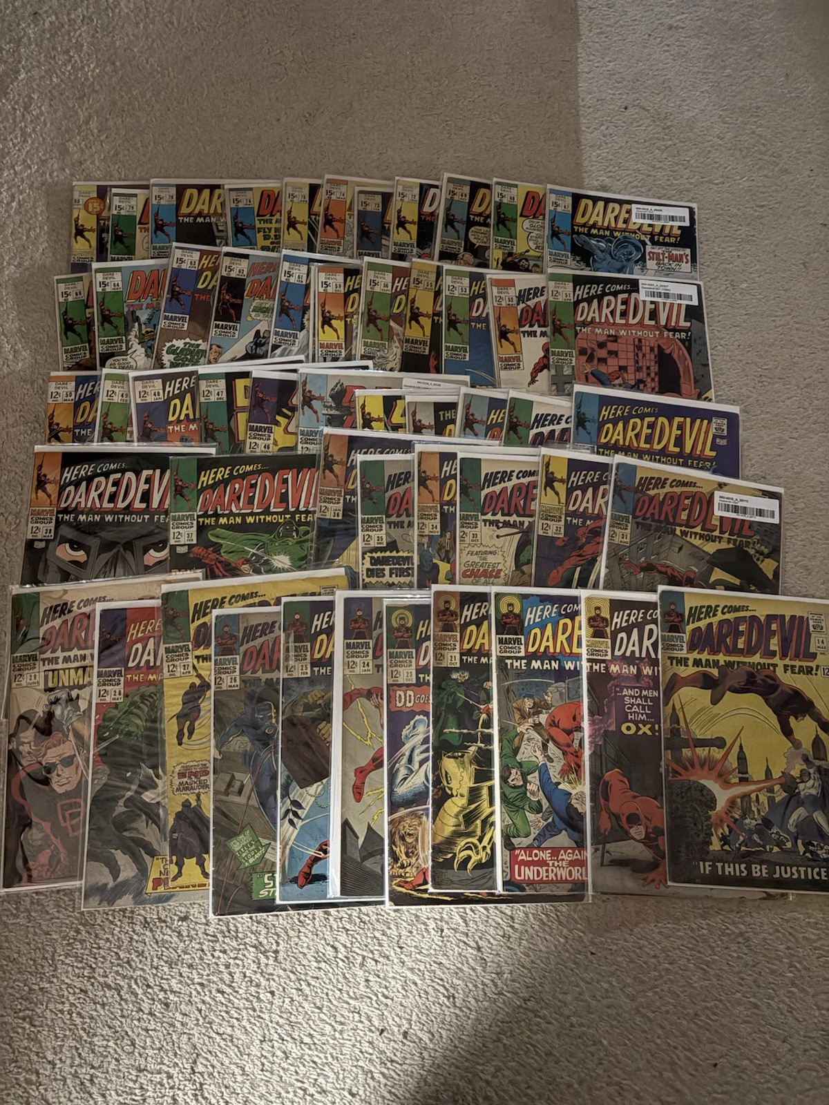 Daredevil (1964) lot of 60 different 12 and 15 cents Silver Age comics Daredevil (1964) lot of 60 different 12 and 15 cents Silver Age comics