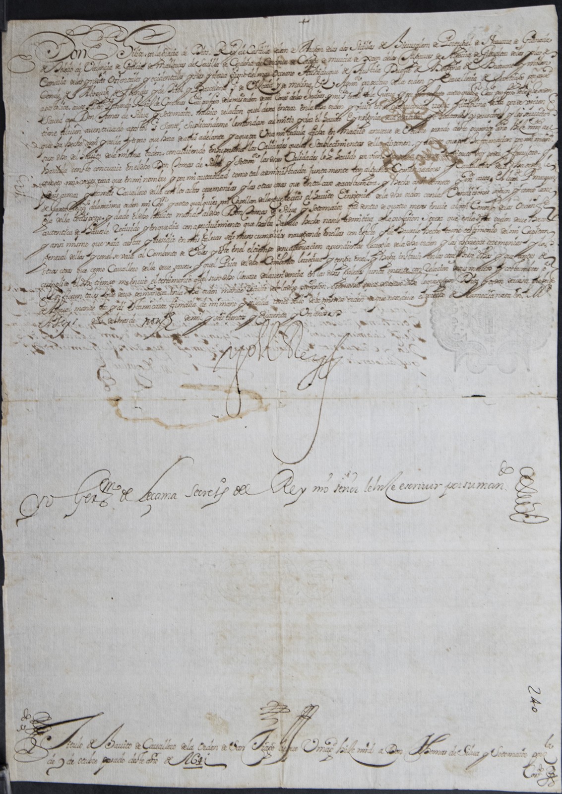 KING PHILIP IV (SPAIN) - DOCUMENT SIGNED 11/06/1641 WITH CO-SIGNERS KING PHILIP IV (SPAIN) - DOCUMENT SIGNED 11/06/1641 WITH CO-SIGNERS