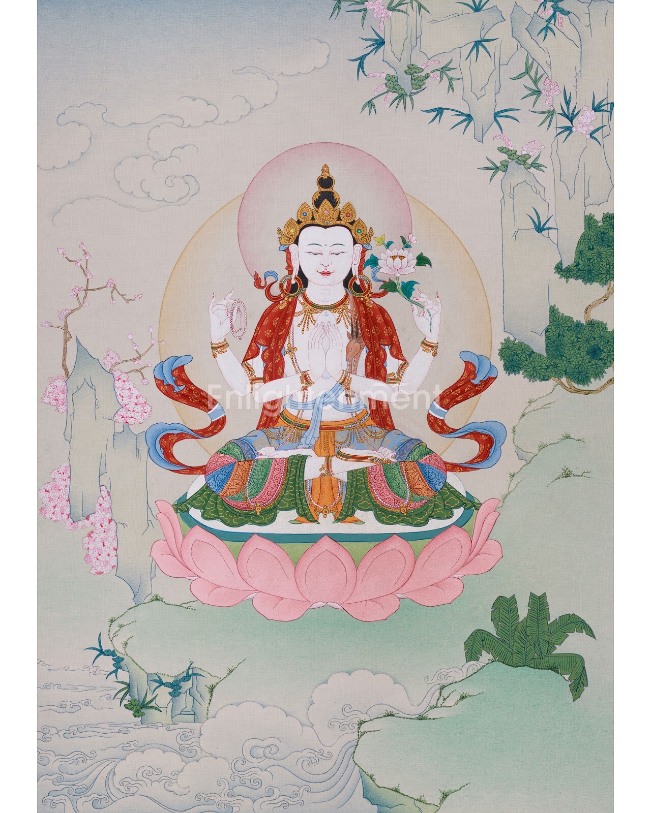 Compassion Buddha, Chenrezig Thangka | Karma Gadri Masterpiece