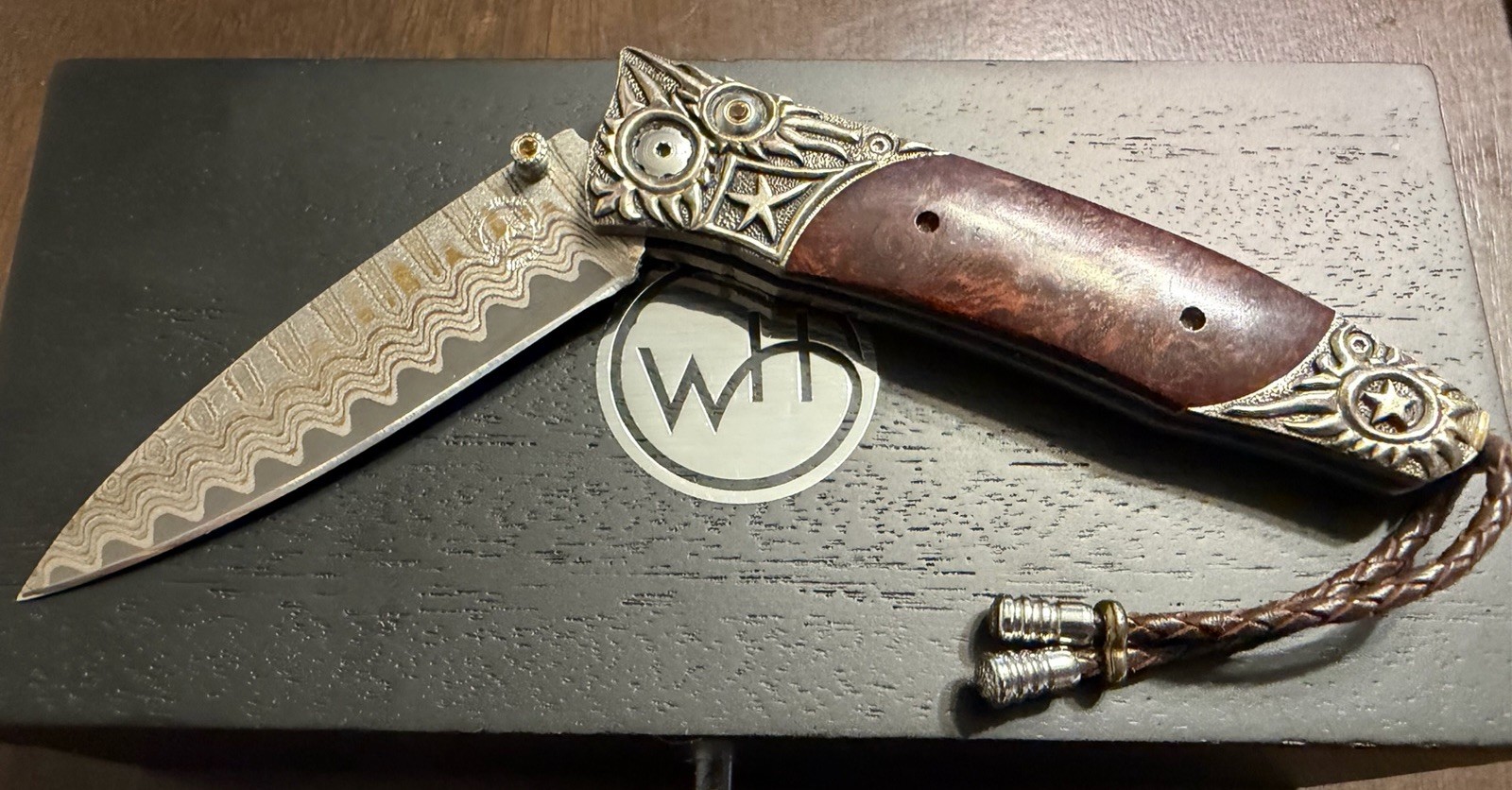 William Henry B30 Gentac Big Sky Damascus Knife Limited to 50 Sterling Silver