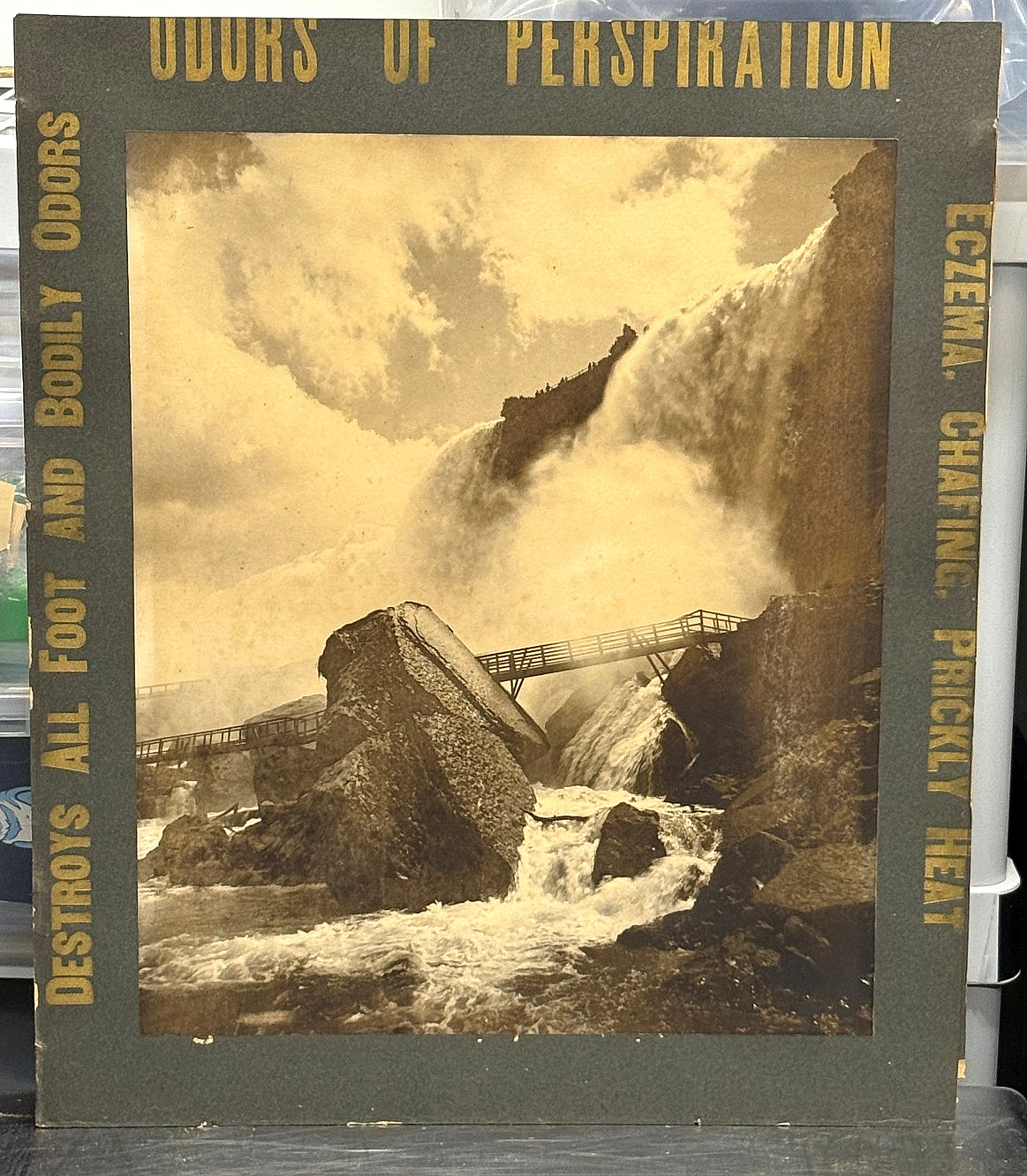 c 1880's RARE George Barker Niagara Falls NY Advertising Sign Medicine 20x24