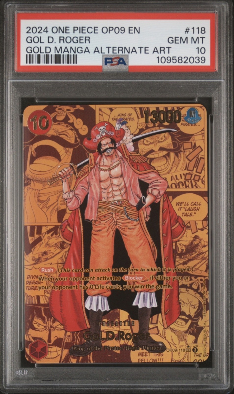Gol D. Roger OP09-118 PSA10 One Piece Manga Alt Art Gold 2024 ENG Gol D. Roger OP09-118 PSA10 One Piece Manga Alt Art Gold 2024 ENG