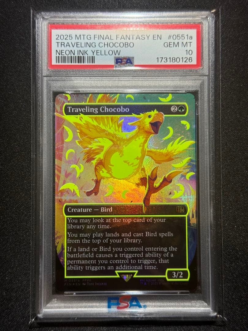 PSA10 Traveling Chocobo Neon Ink Trading Card Final Fantasy MTG English