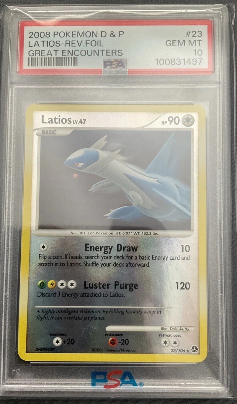 2008 POKEMON DIAMOND & PEARL GREAT ENCOUNTERS #23 LATIOS REV FOIL PSA 10 POP 23
