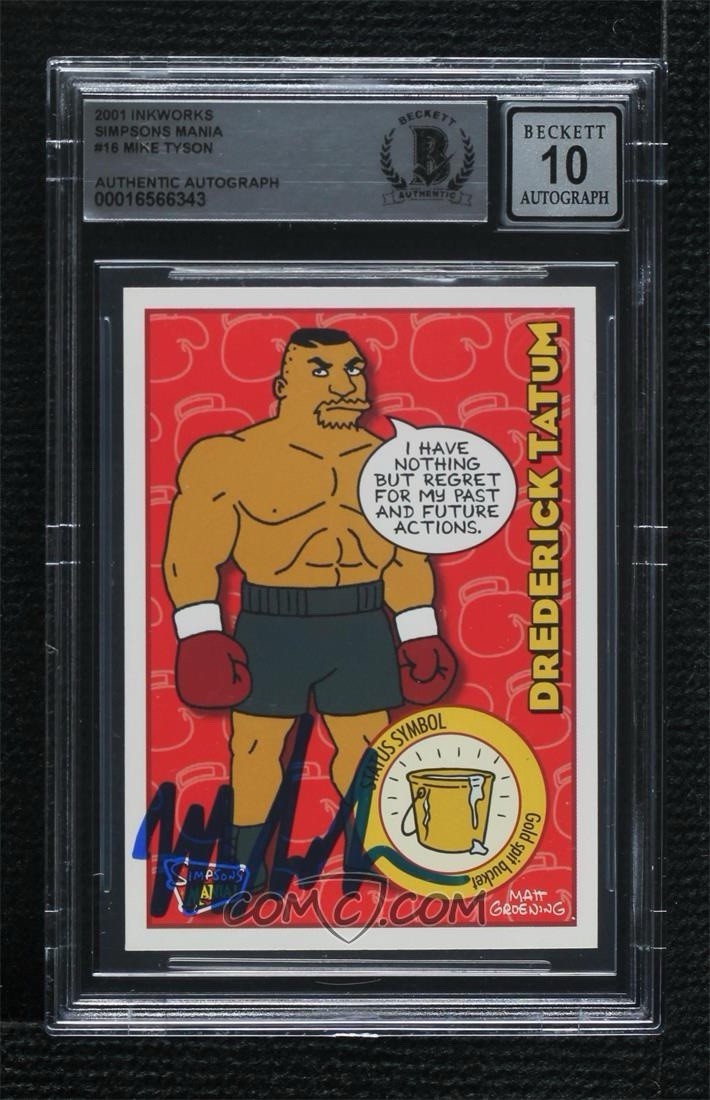 2001 Inkworks Simpsons Mania Drederick Tatum #16 Mike Tyson Auto Signed BAS 2001 Inkworks Simpsons Mania Drederick Tatum #16 Mike Tyson Auto Signed BAS
