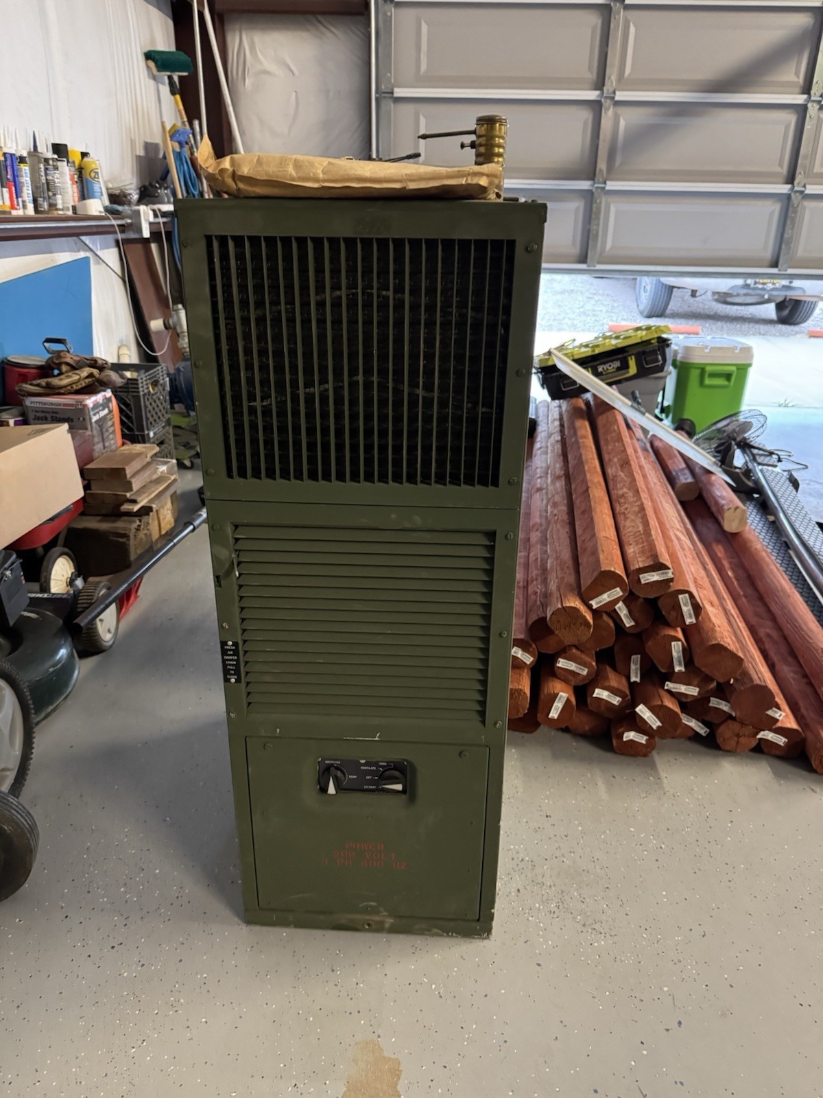 US Army Air Conditioner, Vertical, Compact, 18,000 BTU/HR 208 Volt, 3 Phase