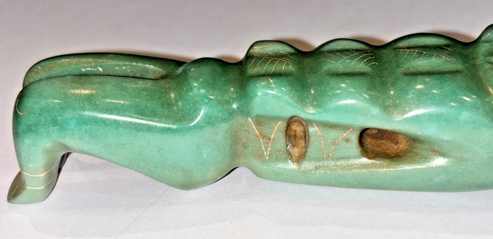Pre-Columbian Jadeite Artifact - Alligator eating a Human