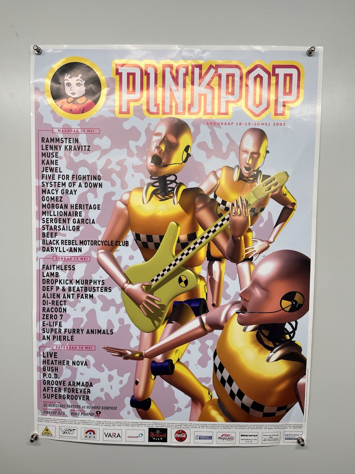 PinkPop Festival Poster Lenny Kravitz Faithless Original Venue Promotion 1998