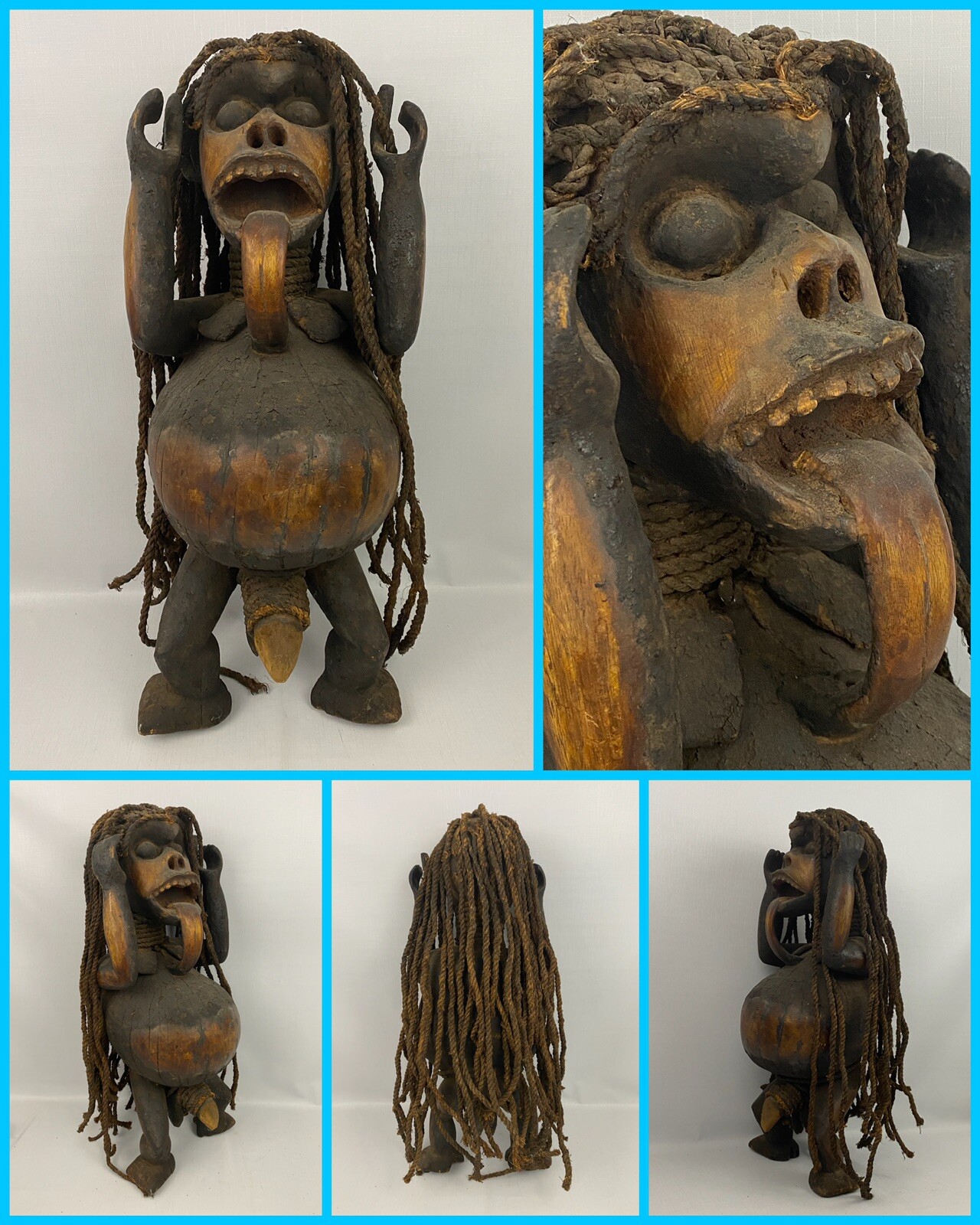 Authentic Handmade AFRICAN Tribal Fetish Statue Nkisi Nkondi Congo Movie Prop
