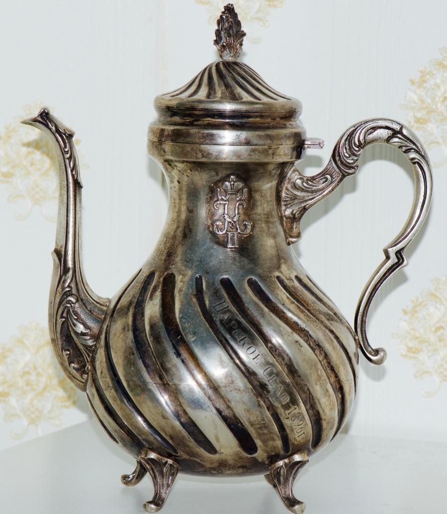 Antique Faberge Solid Silver Presentation Jug Tsar Nicholas II Monogram 1896