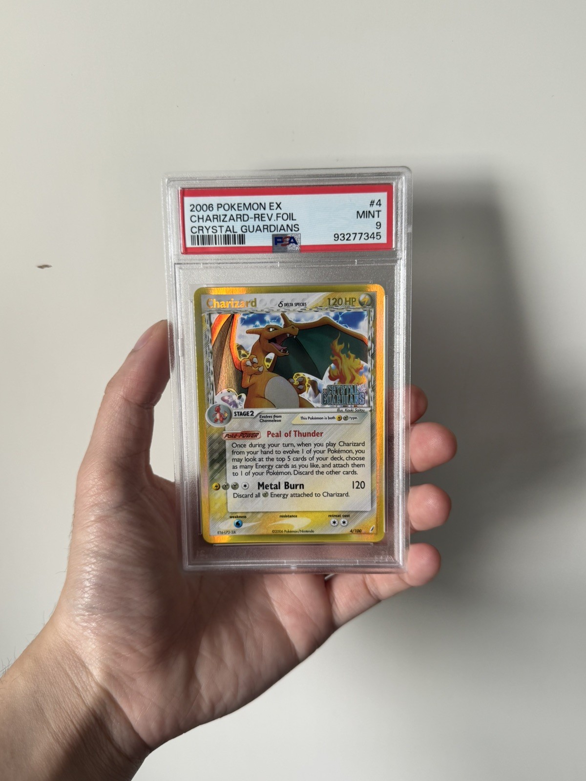 PSA 9 Charizard 4/100 Reverse Foil Stamped Crystal Guardians Pokemon Card MINT PSA 9 Charizard 4/100 Reverse Foil Stamped Crystal Guardians Pokemon Card MINT