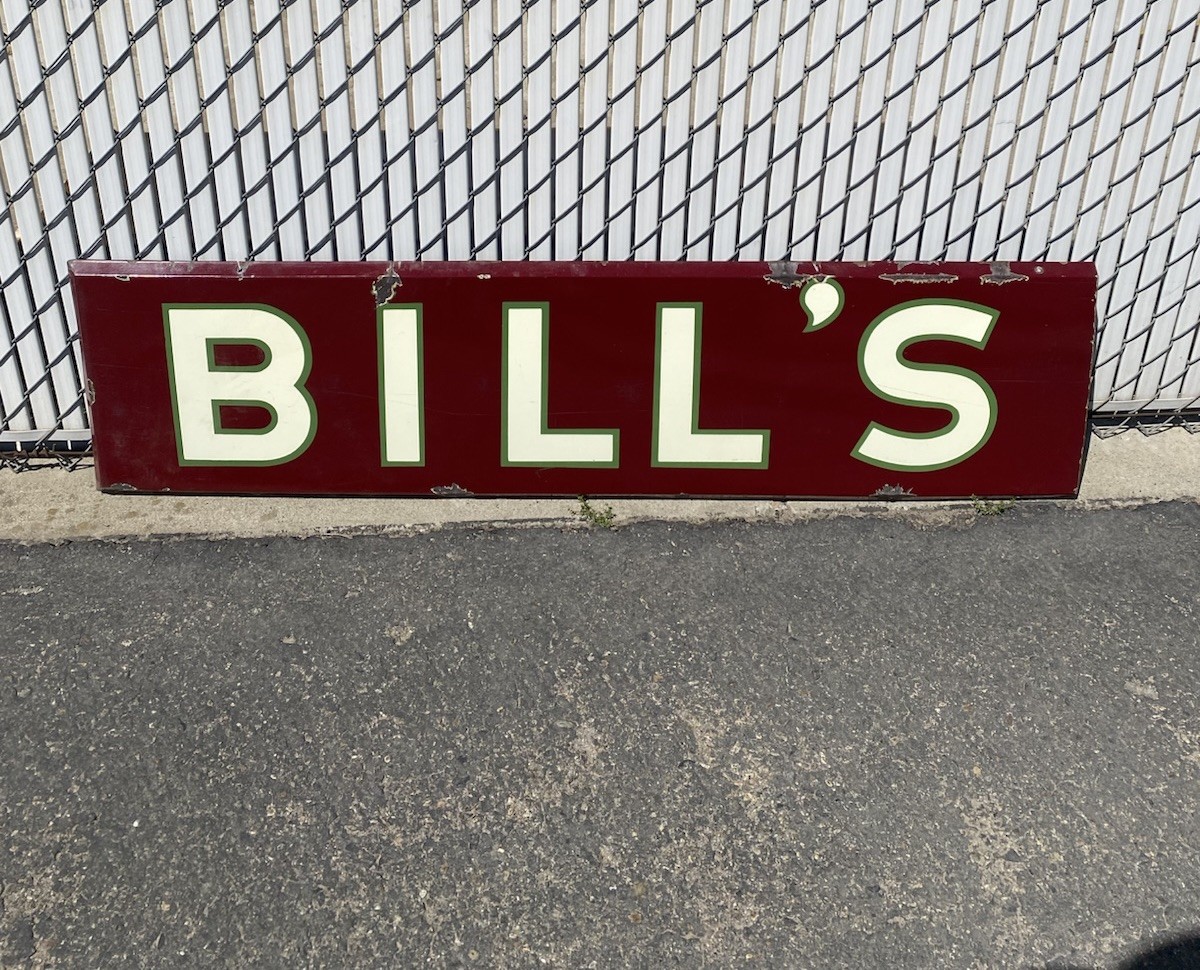 Vintage Chevron Service Station Name Porcelain Sign “Bill’s”, AWESOME Vintage Chevron Service Station Name Porcelain Sign “Bill’s”, AWESOME