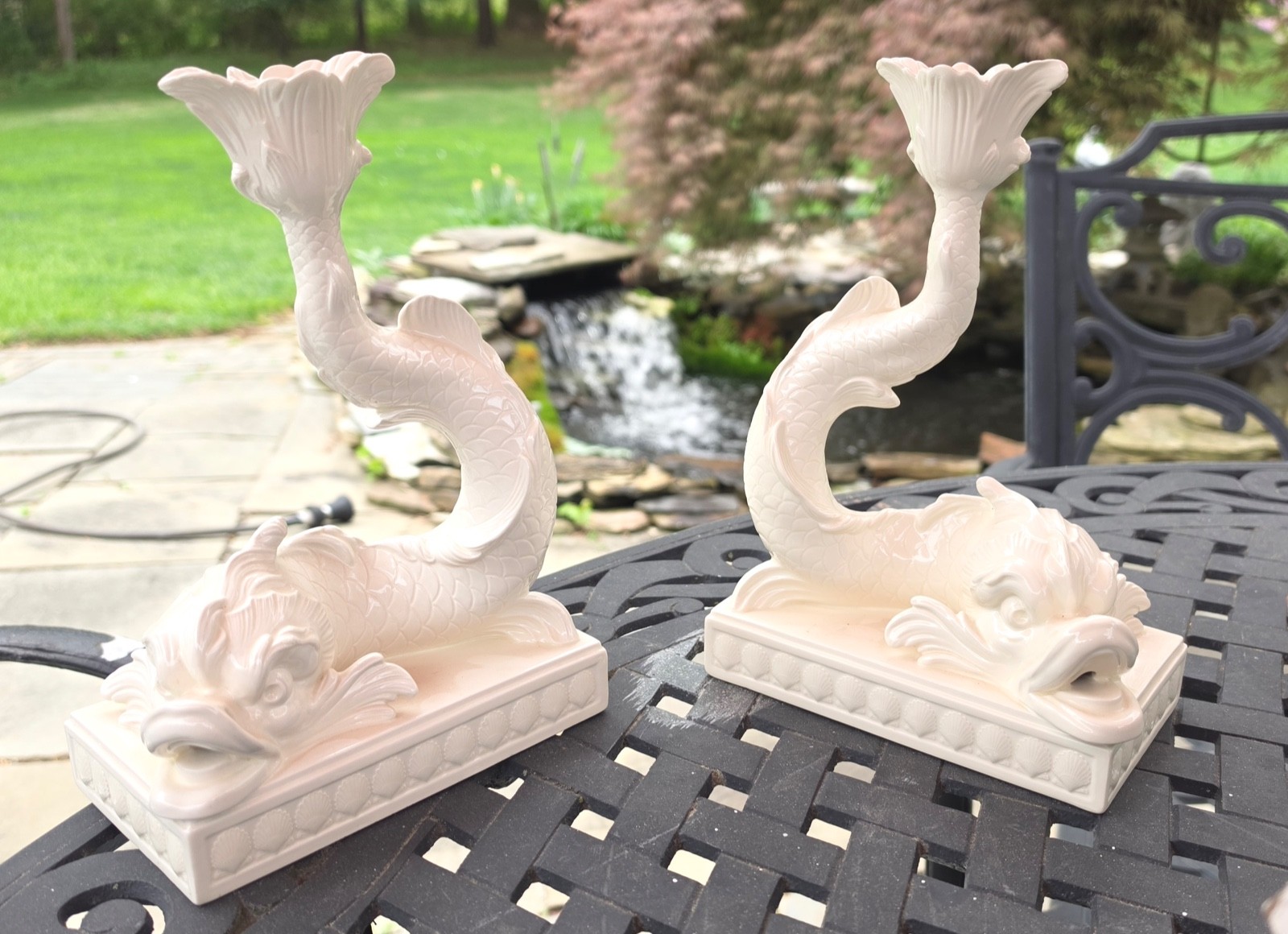 WEDGWOOD PRESTIGE ETRURIA/BARLASTON FIGURAL MYTHOLOGICAL DOLPHIN CANDLESTICK,10