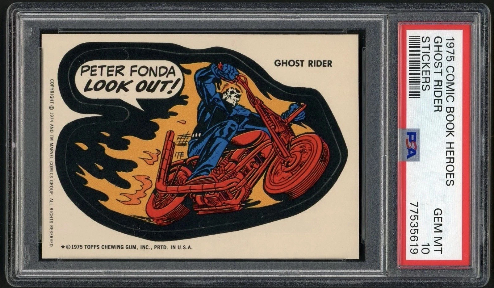 1975 Topps Ghost Rider RC PSA 10 Rookie Comic Book Heroes Sticker
