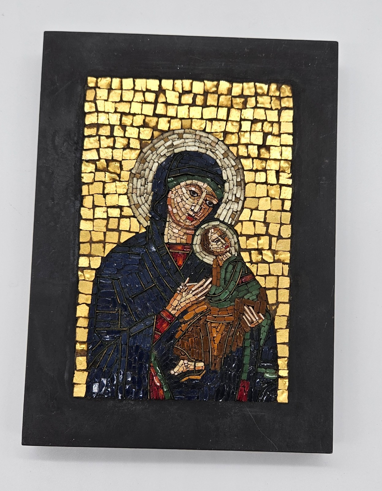 Antique Vatican Studios Italian Mosaic Madonna & Child #2599A Studio Del Mosaica Antique Vatican Studios Italian Mosaic Madonna & Child #2599A Studio Del Mosaica
