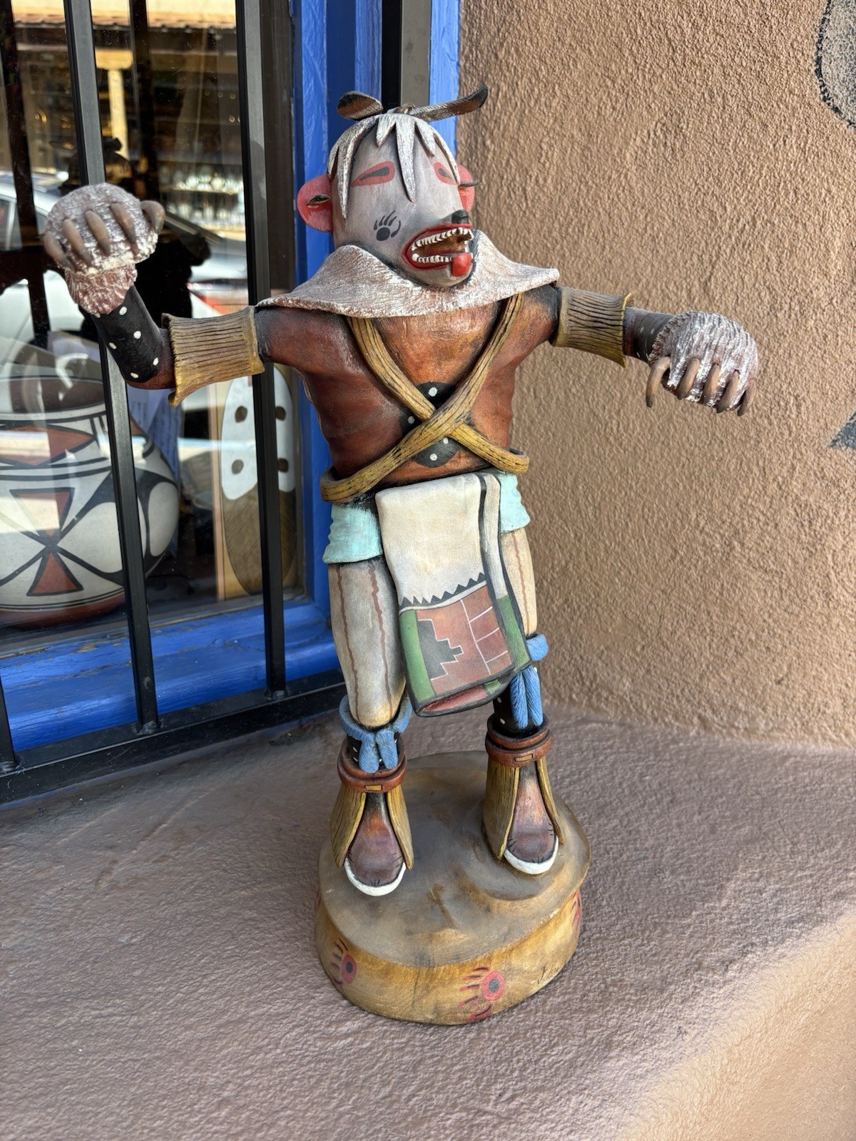 Hopi Kachina Large Wolf Cottonwood wood Carving Native u30