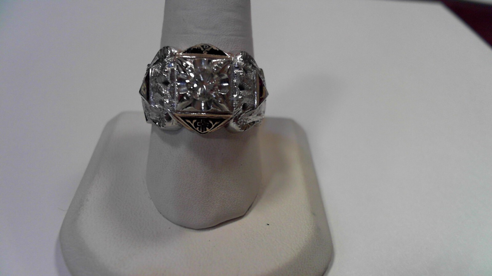 10K Yellow and White Gold Vintage Kinsley Gothic Men's Masonic 0.62 ct Dia. Rng 10K Yellow and White Gold Vintage Kinsley Gothic Men's Masonic 0.62 ct Dia. Rng