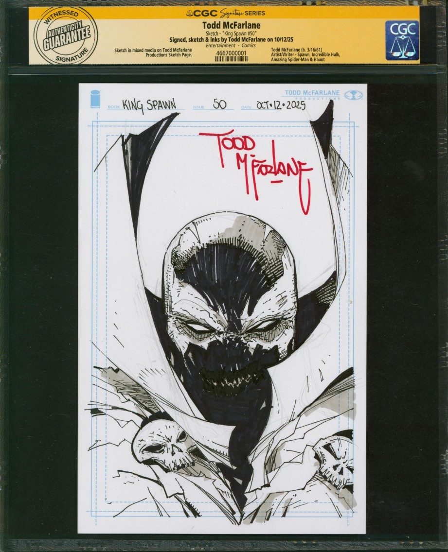 Todd McFarlane King Spawn #50 Sketch 1:1000 CGC Authentic Signature Todd McFarlane King Spawn #50 Sketch 1:1000 CGC Authentic Signature