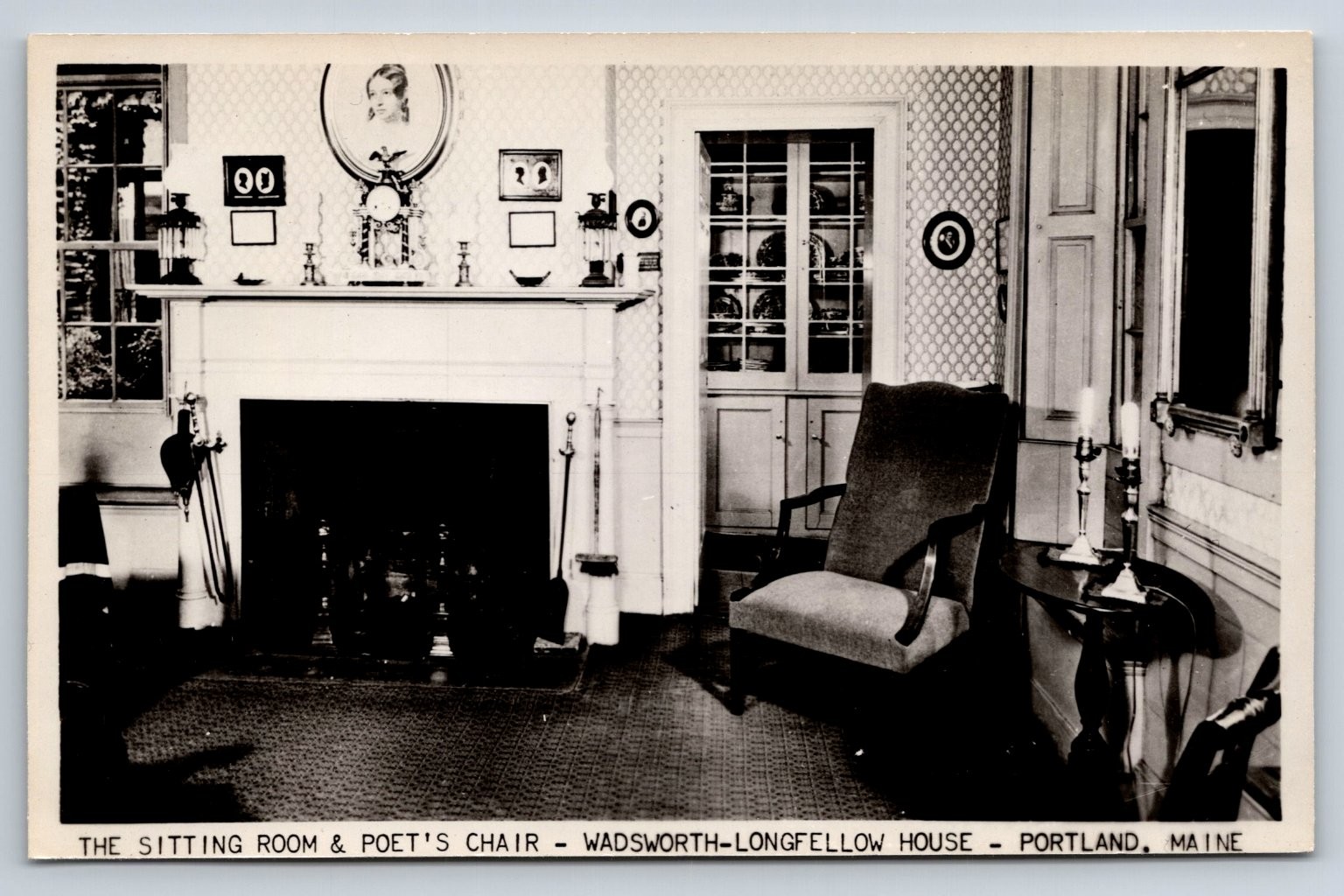 Wadsworth-Longfellow House Sitting Room & Poet's Chair Portland Maine RPPC