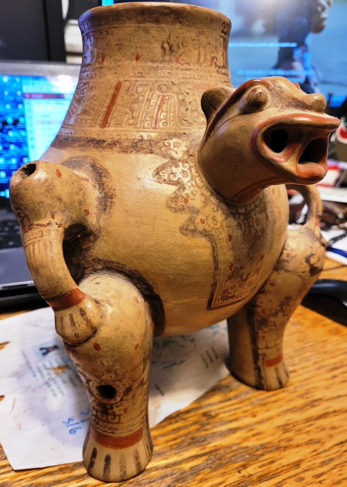 Effigy Vessel Jaguar Pre-Columbian, Large, Rare, Nicoya, Authentic A.D. 800-1200 Effigy Vessel Jaguar Pre-Columbian, Large, Rare, Nicoya, Authentic A.D. 800-1200