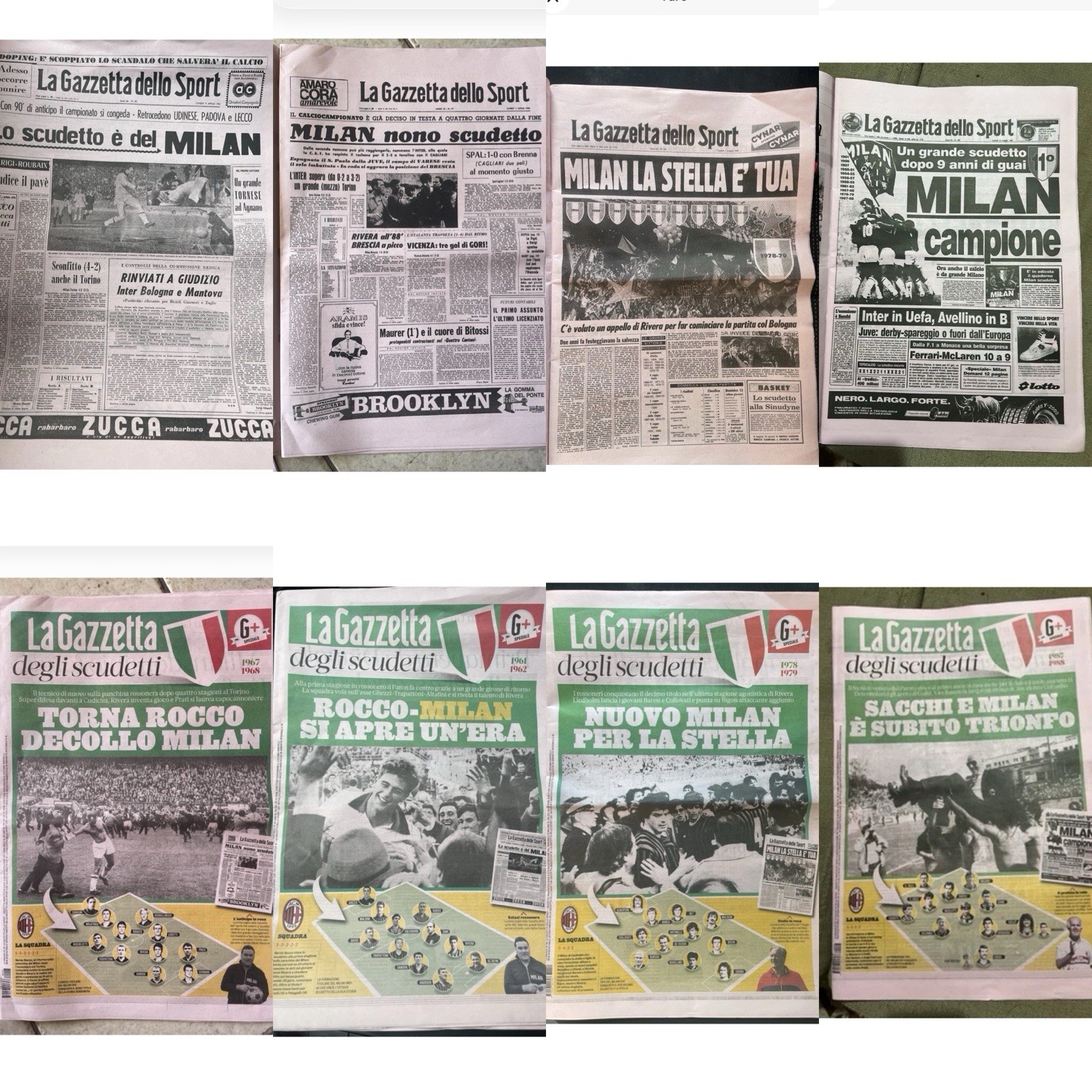 Scudetto Milan La Gazzetta dello Sport 1962 1968 1979 1988 Maldini baresi bags