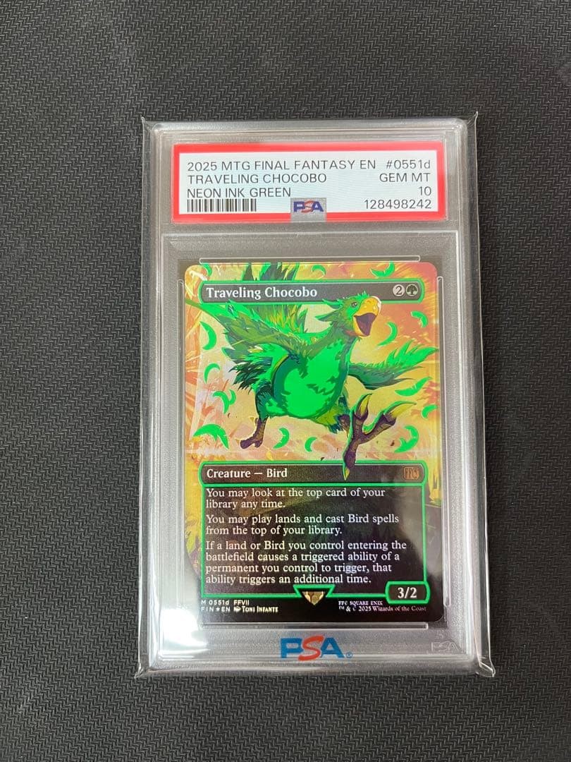 Magic The Gathering Traveling Chocobo Neon Ink Foil Green PSA10 MTG Ultra Magic The Gathering Traveling Chocobo Neon Ink Foil Green PSA10 MTG Ultra