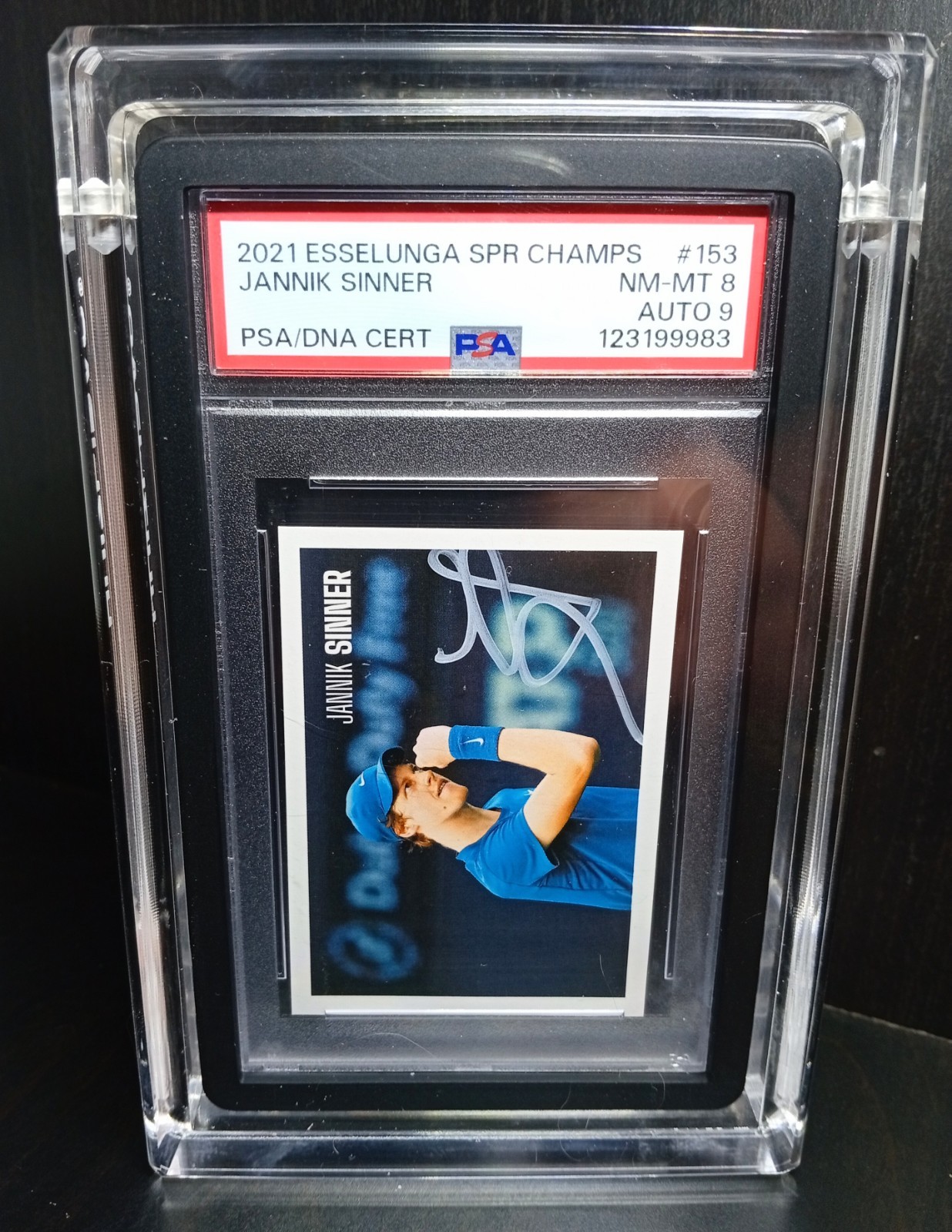 2021 True ROOKIE Jannik Sinner P0P1 Auto 9 PSA 8 Esselunga RC Super Champs CARD