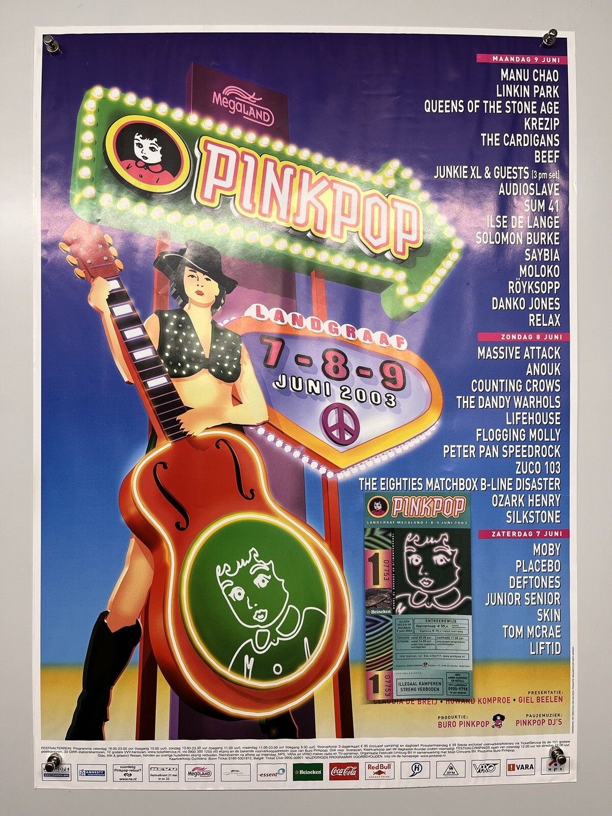 PinkPop Festival Poster And Ticket Deftones Moby Original Landgraaf c. 2003 PinkPop Festival Poster And Ticket Deftones Moby Original Landgraaf c. 2003