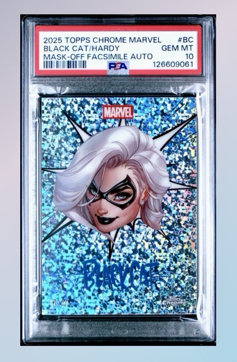2025 Topps Chrome Marvel Black Cat /20 Mask-Off Facsimile Auto PSA 10 Pop 1 💎 2025 Topps Chrome Marvel Black Cat /20 Mask-Off Facsimile Auto PSA 10 Pop 1 💎
