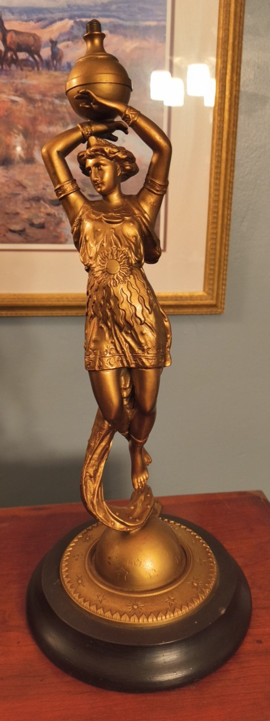 Grecian Goddess Lady Figural Newel Post Lamp SHE IS SO BEAUTIFUL UNREAL COND.