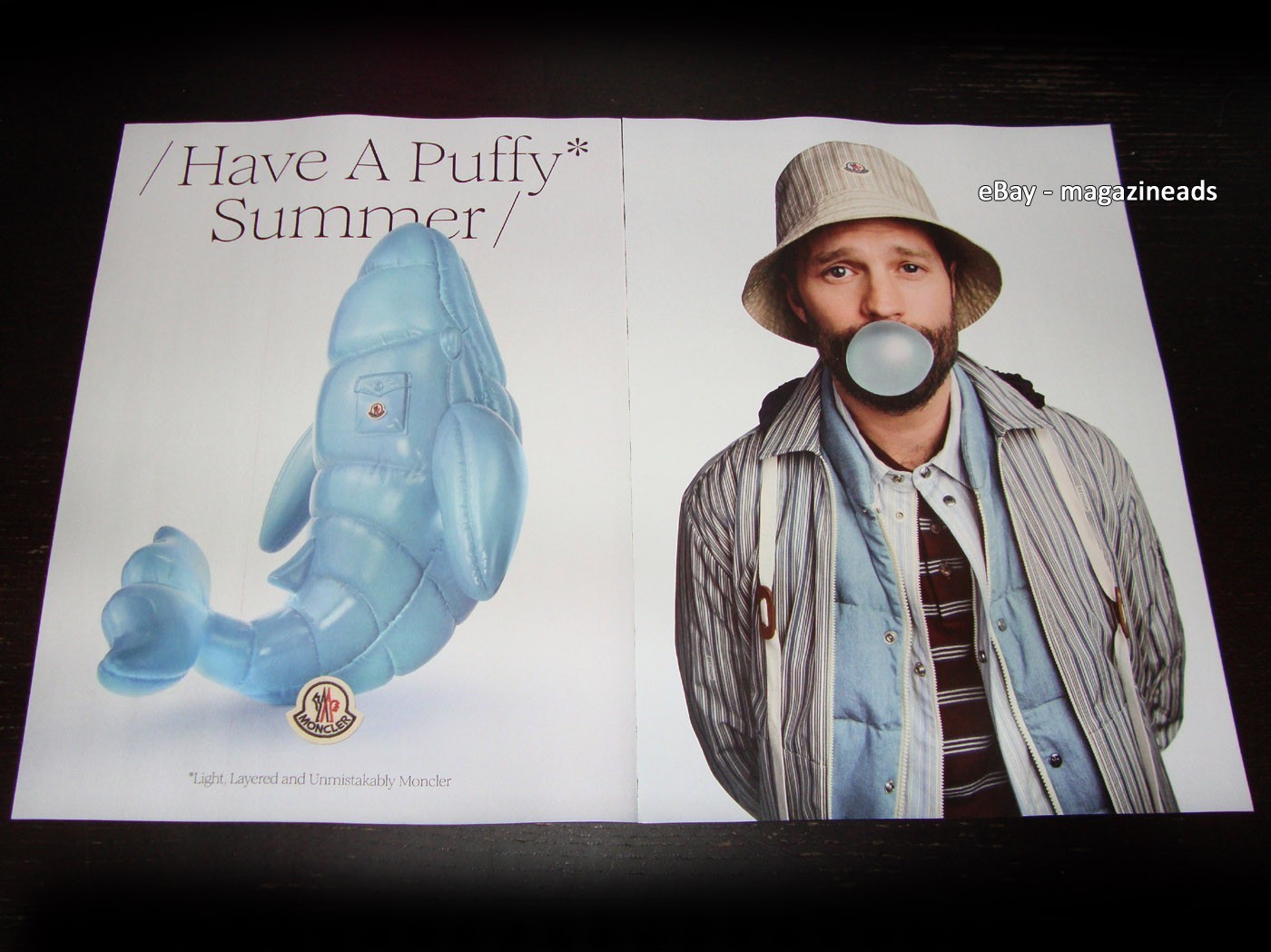 MONCLER 2-Page PRINT AD Summer 2026 JAMIE DORNAN Have a Puffy Summer