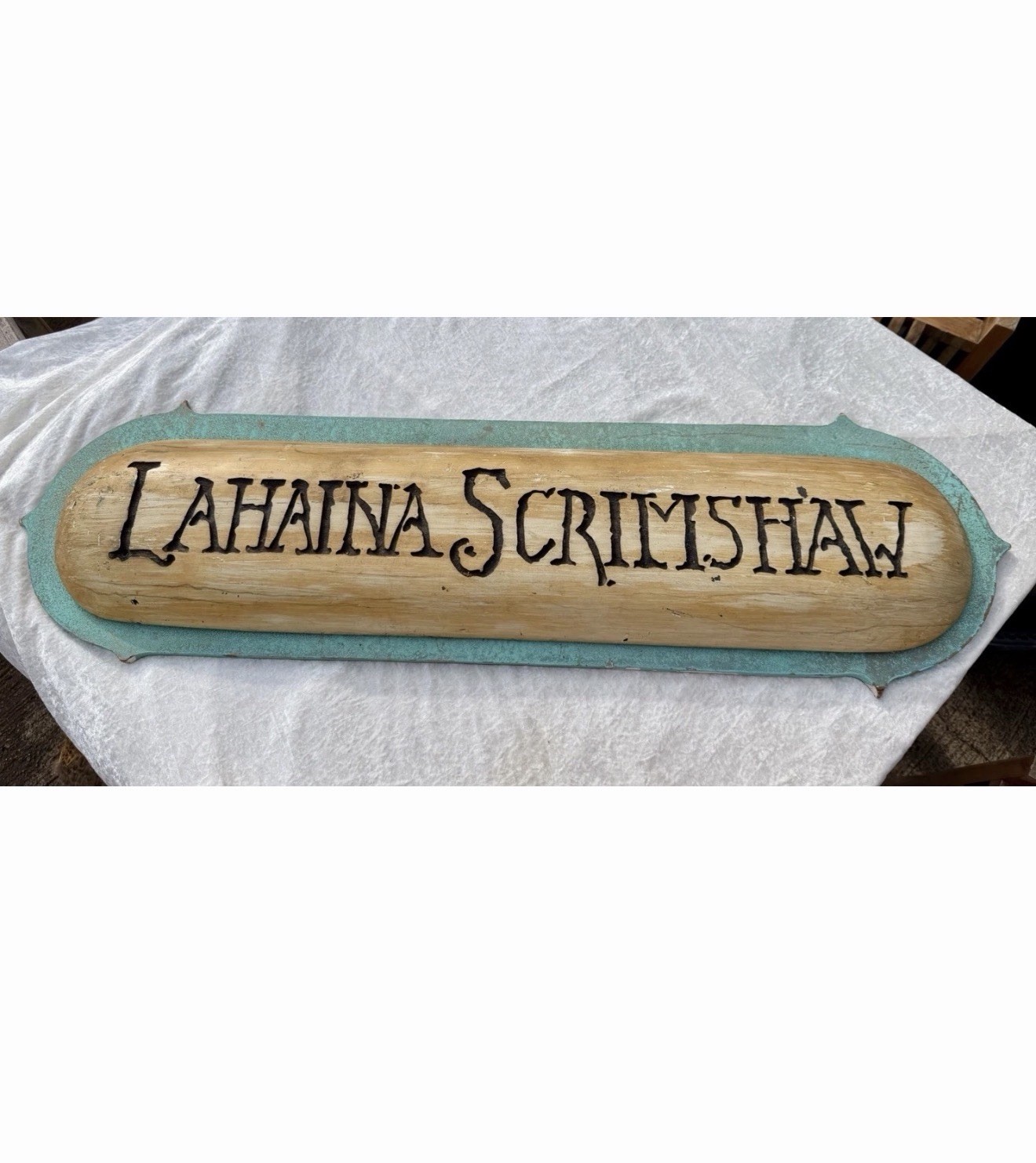 Original 1970s Lahaina Scrimshaw Storefront Sign – Whalers Village Maui History