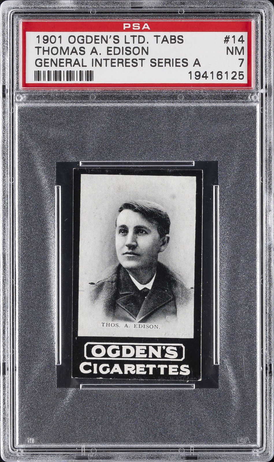 1901 OGDEN'S LTD. TABS GENERAL INTEREST SERIES A #14 THOMAS A. EDISON PSA 7 1901 OGDEN'S LTD. TABS GENERAL INTEREST SERIES A #14 THOMAS A. EDISON PSA 7