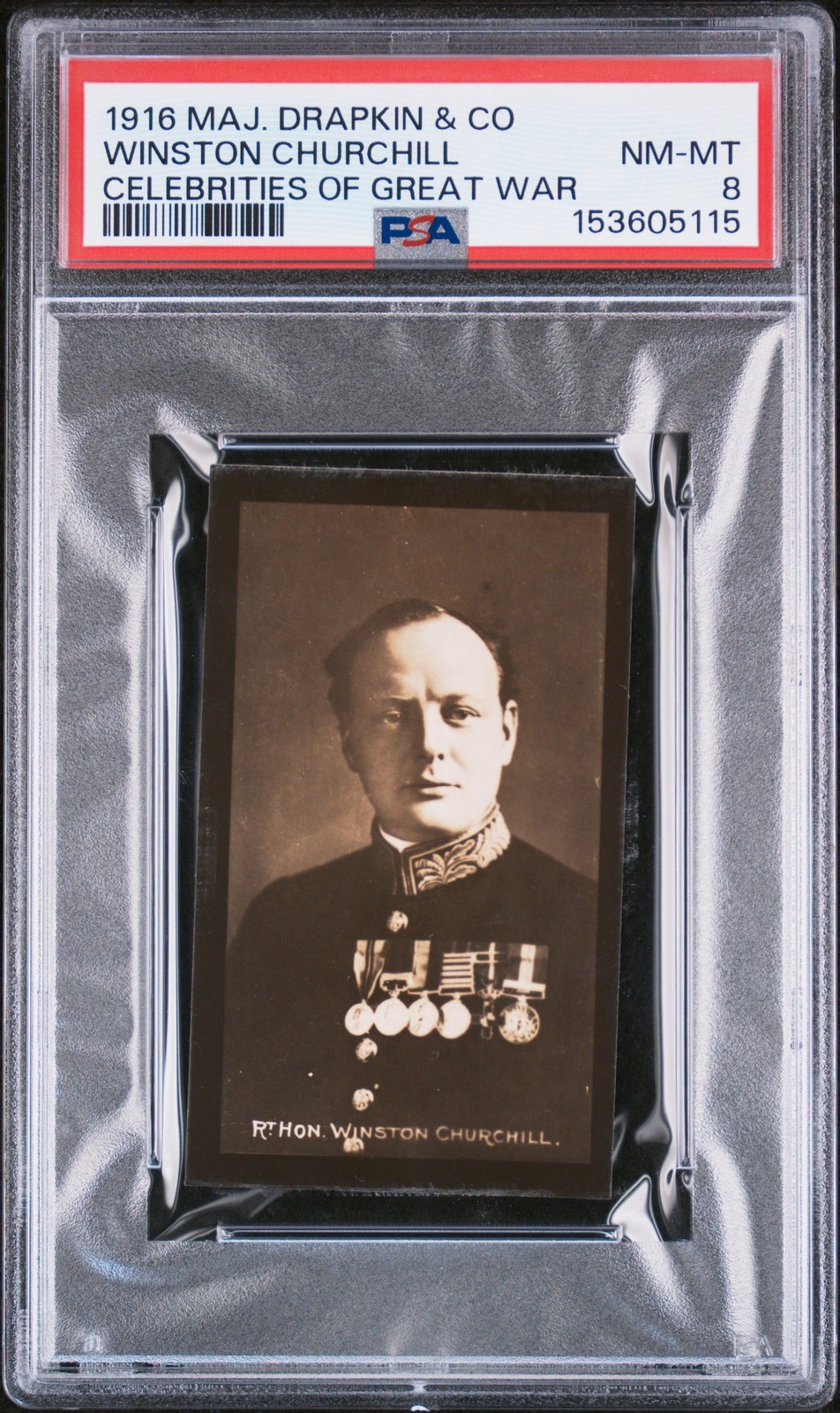 1916 MAJOR DRAPKIN & CO. CELEBRITIES OF GREAT WAR WINSTON CHURCHILL PSA 8 1916 MAJOR DRAPKIN & CO. CELEBRITIES OF GREAT WAR WINSTON CHURCHILL PSA 8