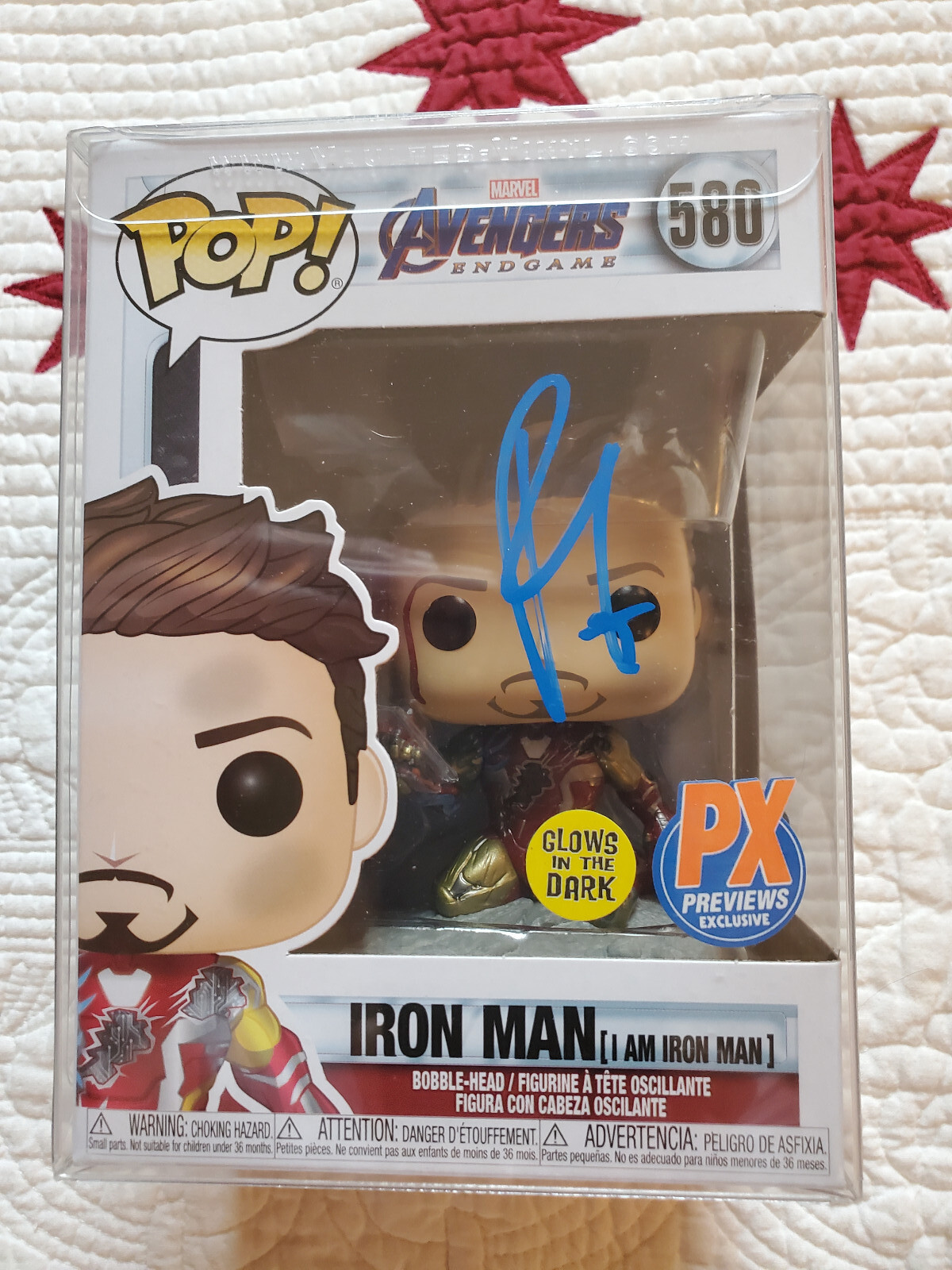 Robert Downey Jr. signed autographed Iron Man MARVEL Funko Pop #580 Robert Downey Jr. signed autographed Iron Man MARVEL Funko Pop #580