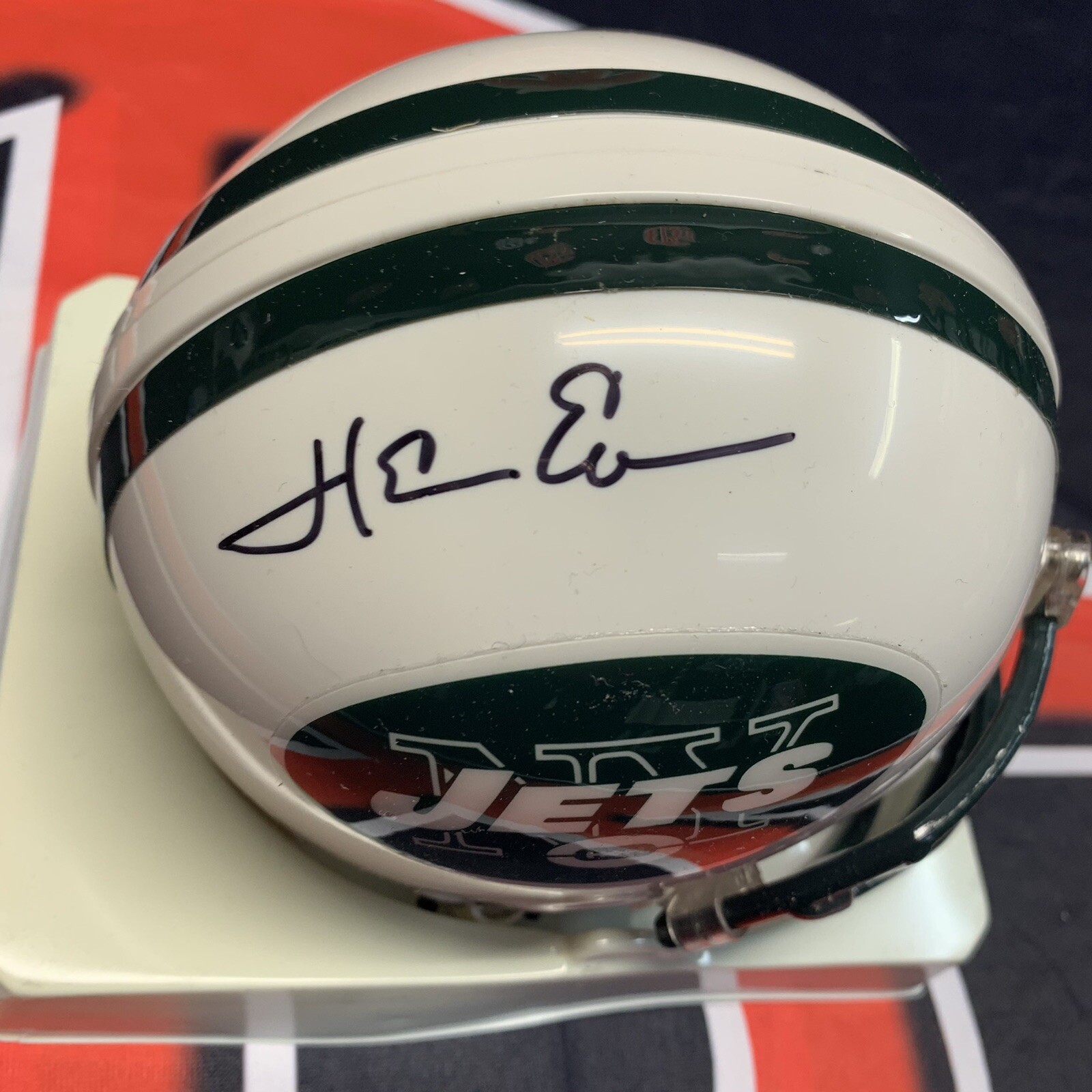 Herm Edwards Signed New York Jets Mini Helmet Autographed CLB