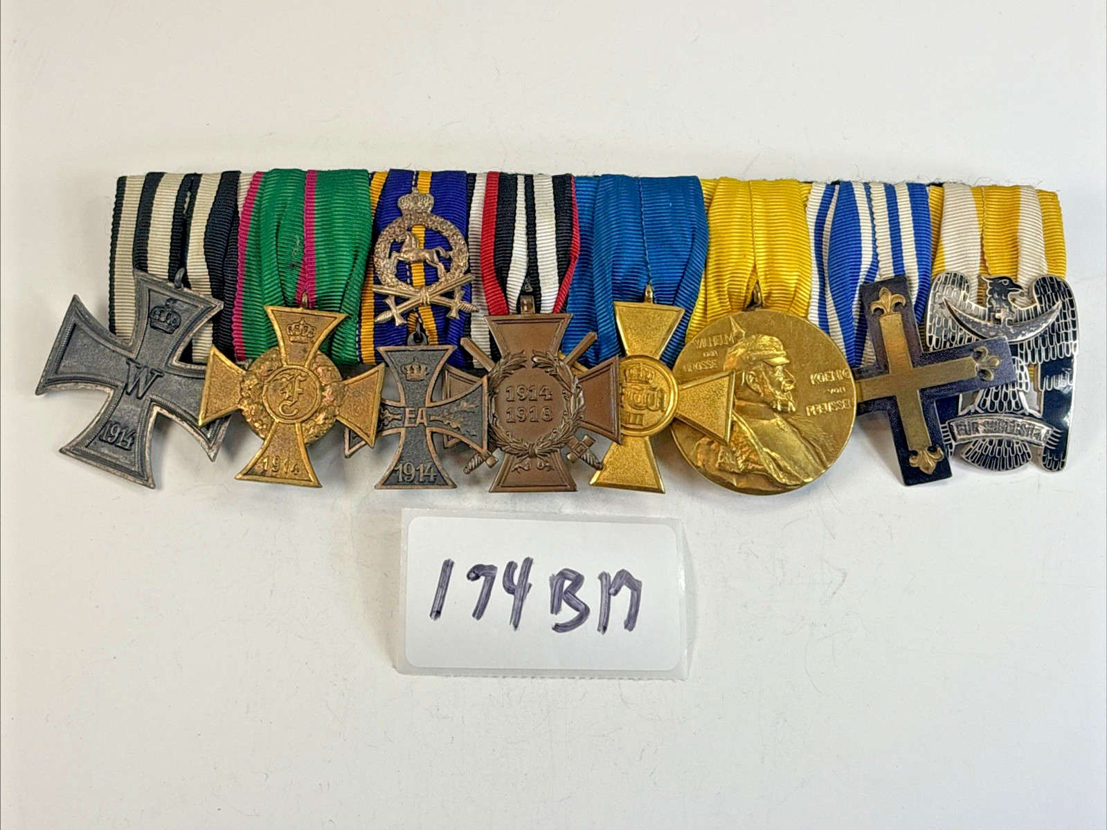 RARE German 8-Medal Bar Iron Cross Balkan Prussian FrontService Wilhelm I 174B17 RARE German 8-Medal Bar Iron Cross Balkan Prussian FrontService Wilhelm I 174B17