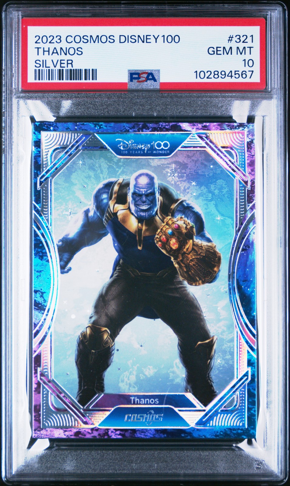 2023 KAKAWOW COSMOS DISNEY100 ALL-STAR SILVER #321 THANOS PSA 10